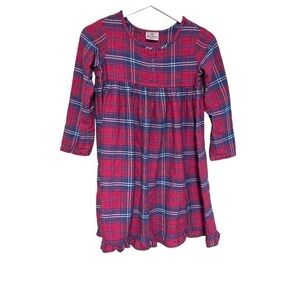 hanna‎ andersson 130/8 flannel plaid long sleeve dress 1/4 snap front pullover